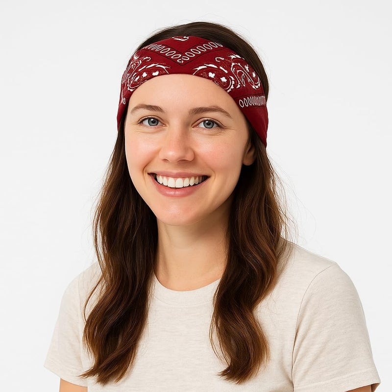 SUNRIBE 3 Pack Paisley Bandanas – 100% Cotton Square 21x21 Head Wrap, Headband, Face Cover, Neck Scarf for Men & Women - Image 2
